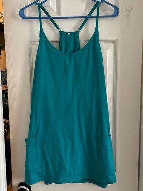 Teal Sleeveless Pocket Shift Dress